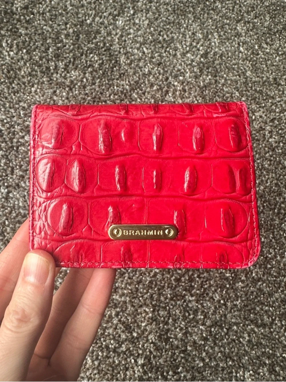 Brahmin Scarlet Croc-Embossed Card Case